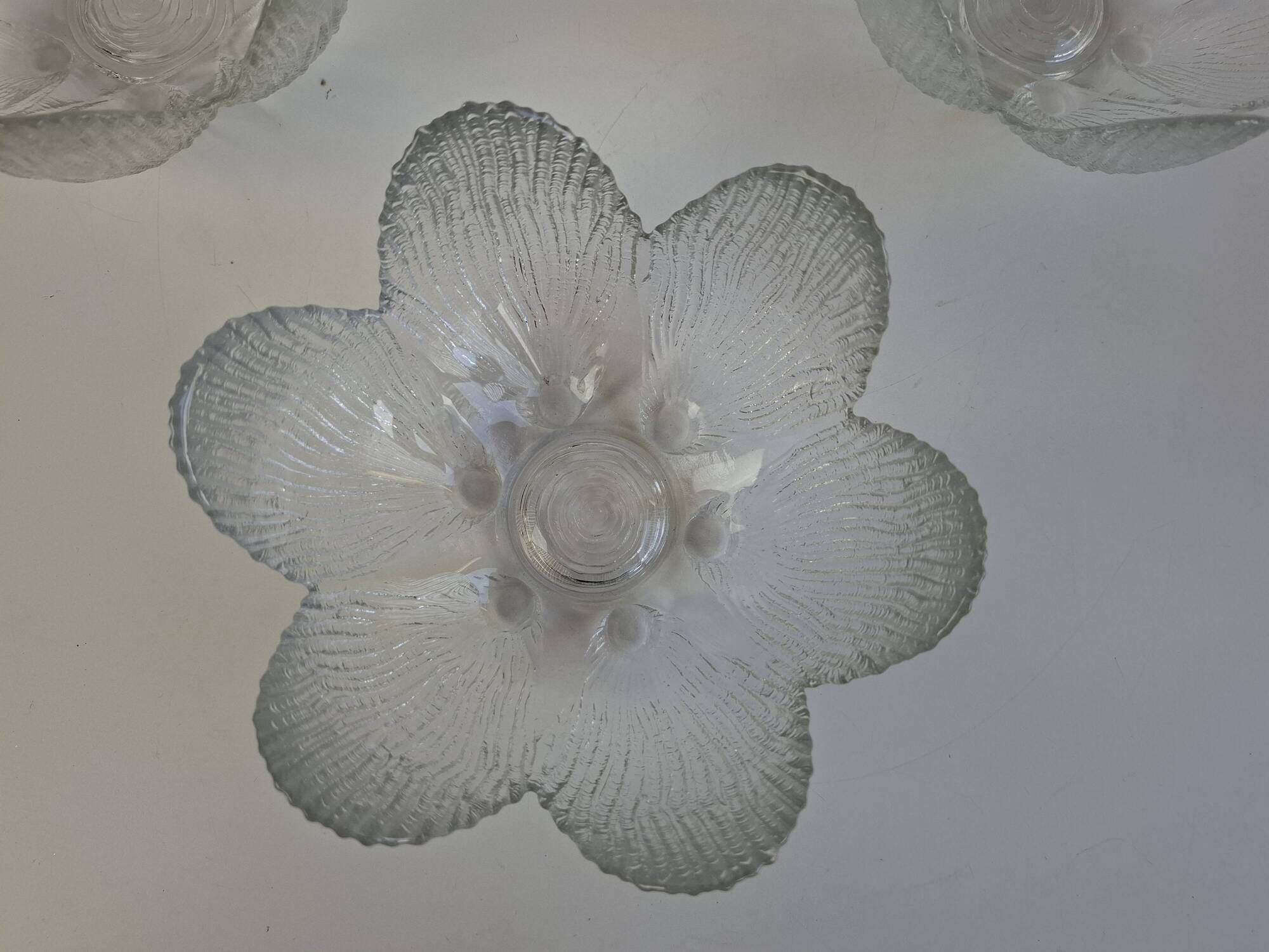 Set of 6 Bohemia Glass Flower Dessert Bowls, Czechoslovakia, circa 1960