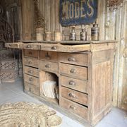 Magnifique Ancien Comptoir De Commerce En Chêne À Nombreux Tiroirs