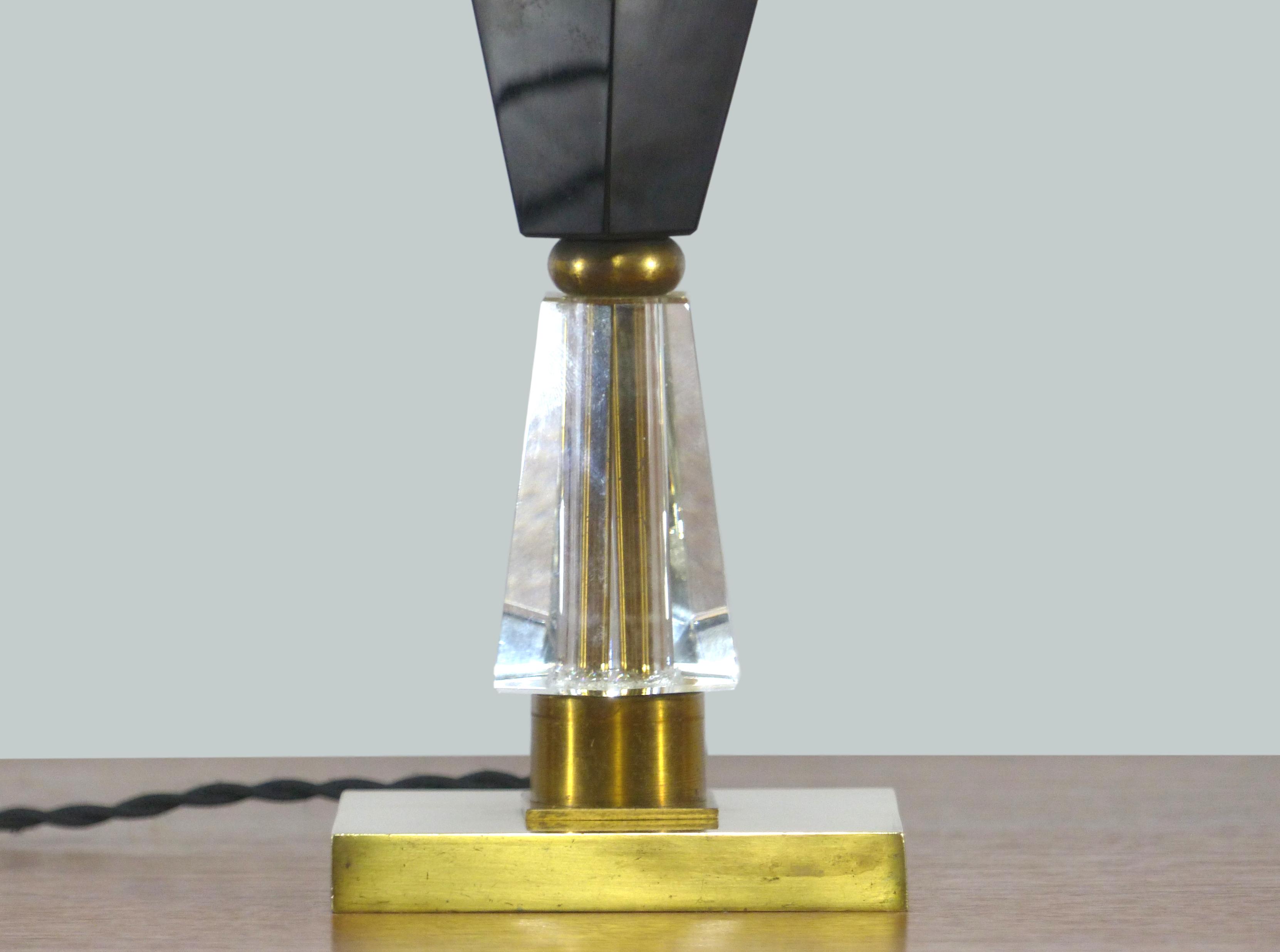 Hollywood Regency lamp foot in vintage crystal