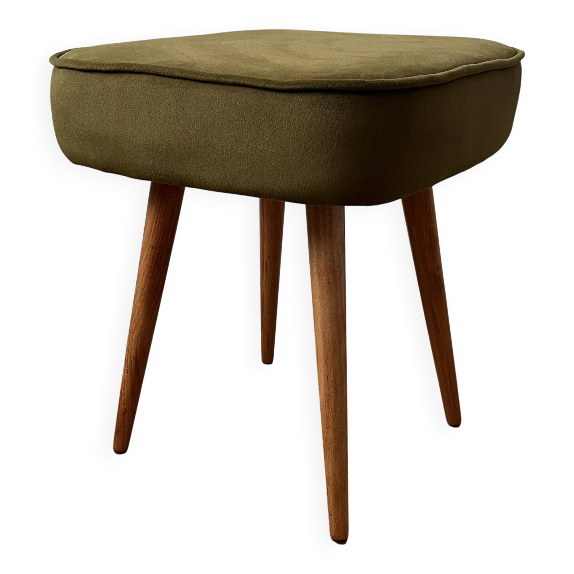 Vintage Velvet Footstool in Green