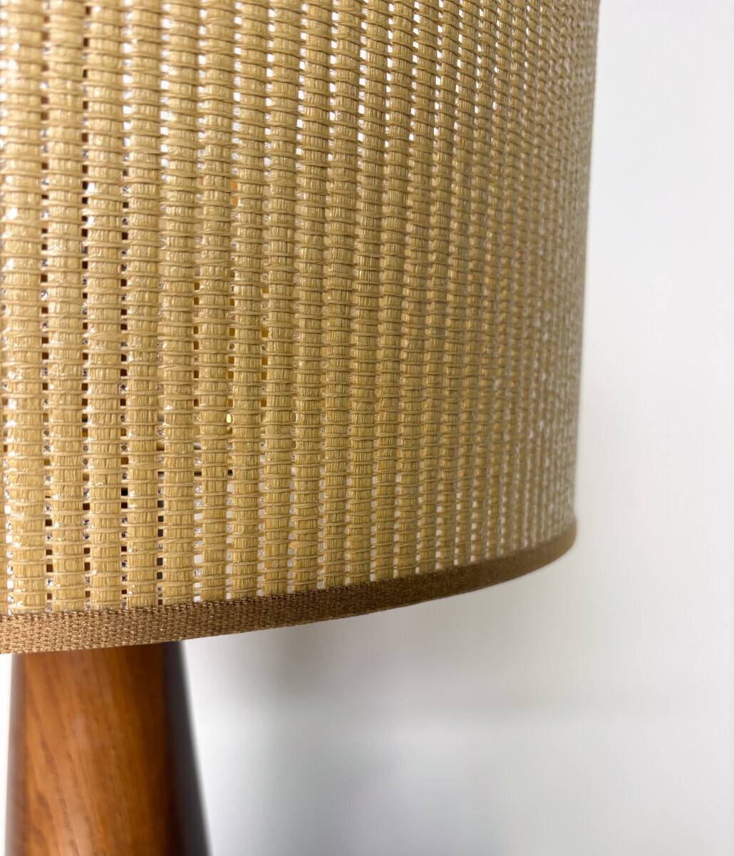 Pair of Modern Conical Wooden Table Lamps, Italy