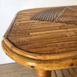 Rattan coffee table with sailboat decor from the 60s