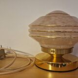 Art Deco glass touch lamp in pink Clichy glass