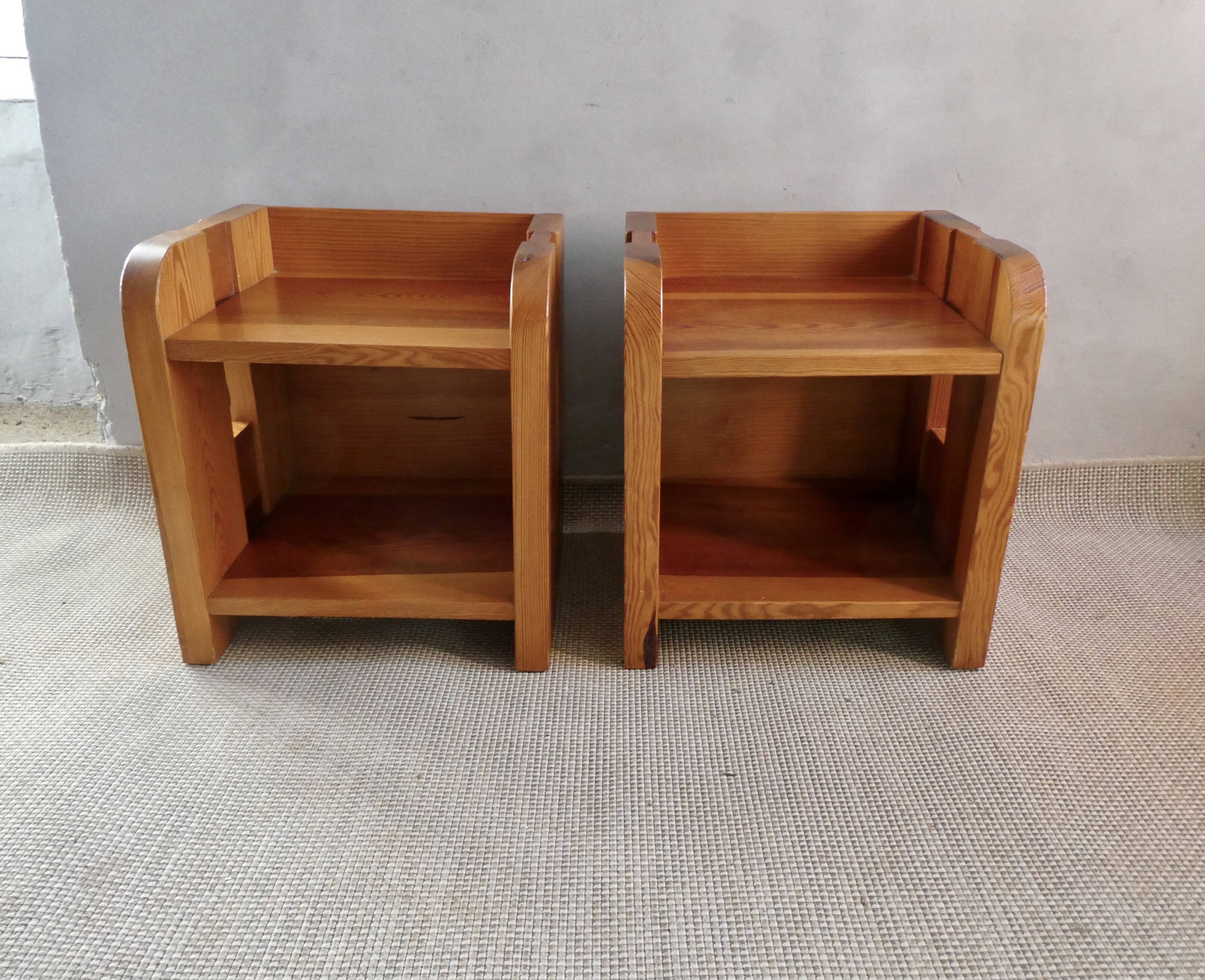 Pair of solid pine bedside tables
