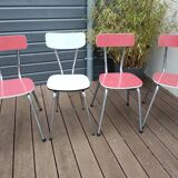 4 vintage red and white formica chairs
