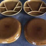 Set of 4 Fondue Plates in Longchamp Earthenware, Mustard Colour