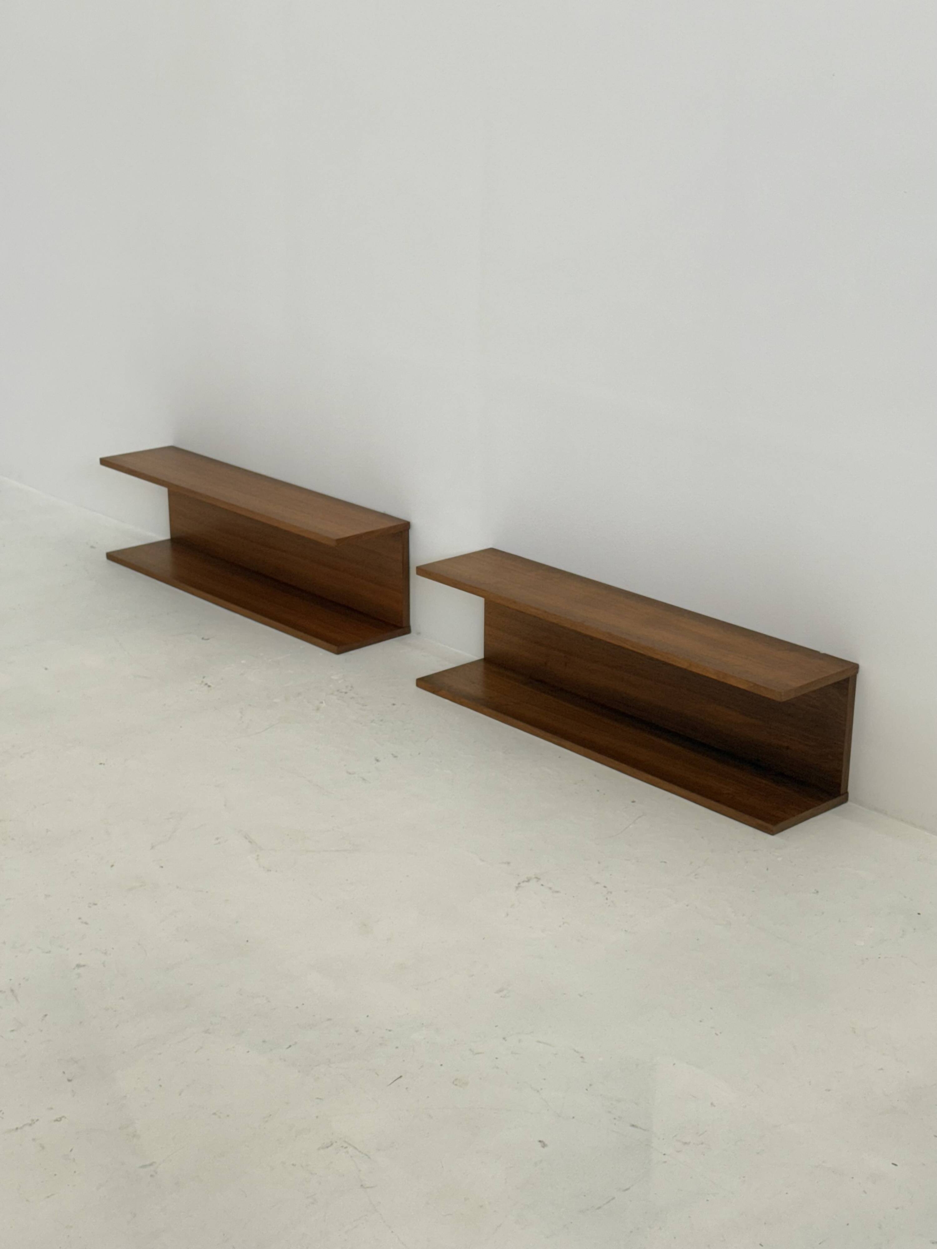Set of two Danish Teak Wall Shelves Mid-Century