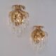 Palwa crystal pair wall lights sconces by Ernst Palme, brass pineapple, 1960`s, German