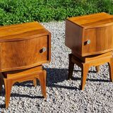 Pair of vintage 50s walnut bedside tables