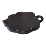 Plateau fromage en céramique feuille noire Vintage 1950