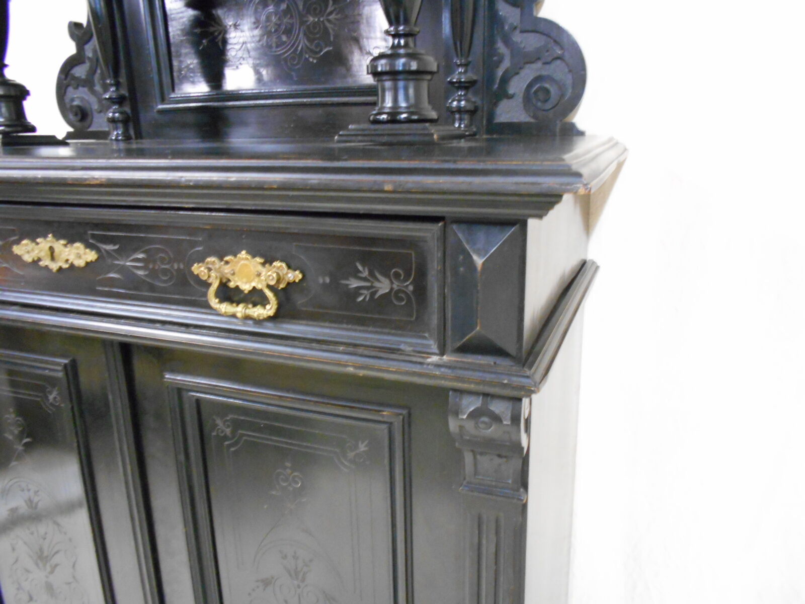 Blackened wooden buffet