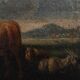 Oil on canvas 18th century scene of animals and shepherd gilded frame