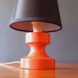 60s/70s lamp in red/orange lacquered wood