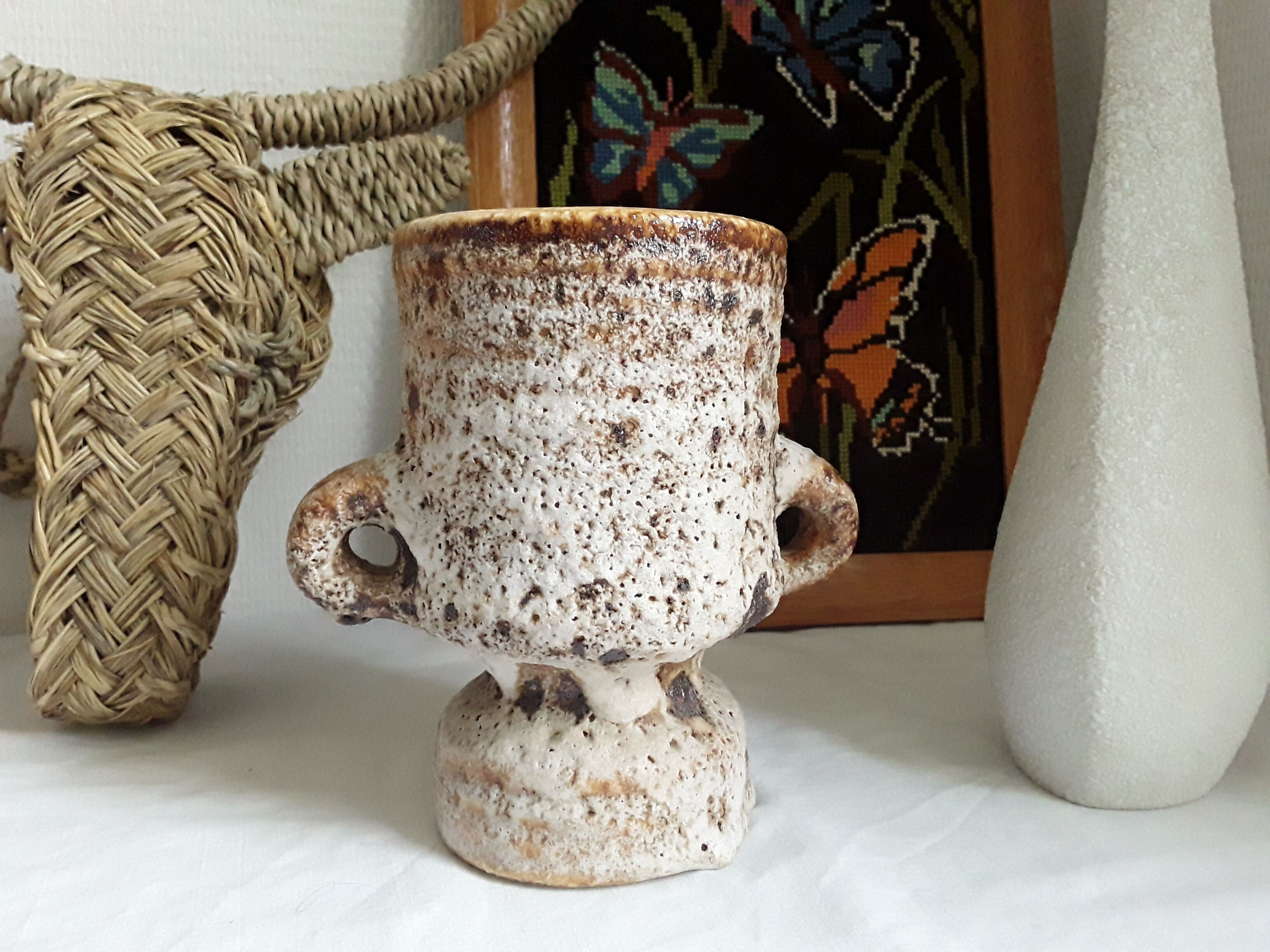 Vase vintage en grès forme libre 1970