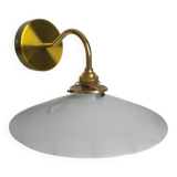 Smooth opaline and gilded brass wall light
