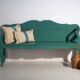 Banc ancien peint vert en bois de pin – Europe centrale, vers 1910