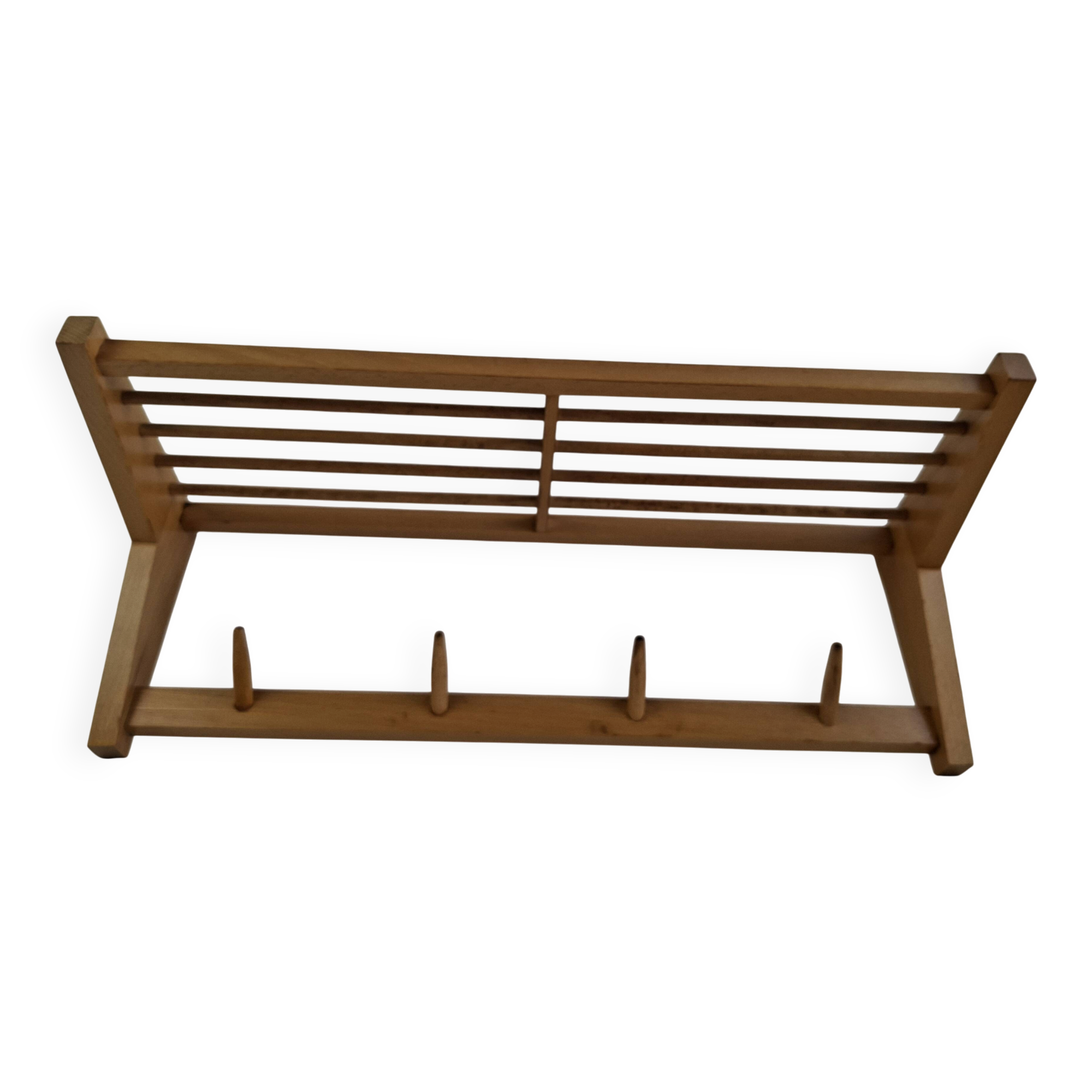 ULUV Czechoslovakian Mid-Century Wooden Wall Coat Rack, circa 1970