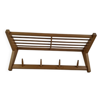 ULUV Czechoslovakian Mid-Century Wooden Wall Coat Rack, circa 1970