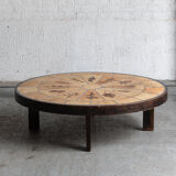 Table basse de Roger Capron, design ovale, France, années 1960