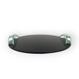 Hollywood regency black glass tray, Italy 1970s