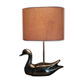 Italian Chrome Duck Table Lamp with Original Shade, 1970s