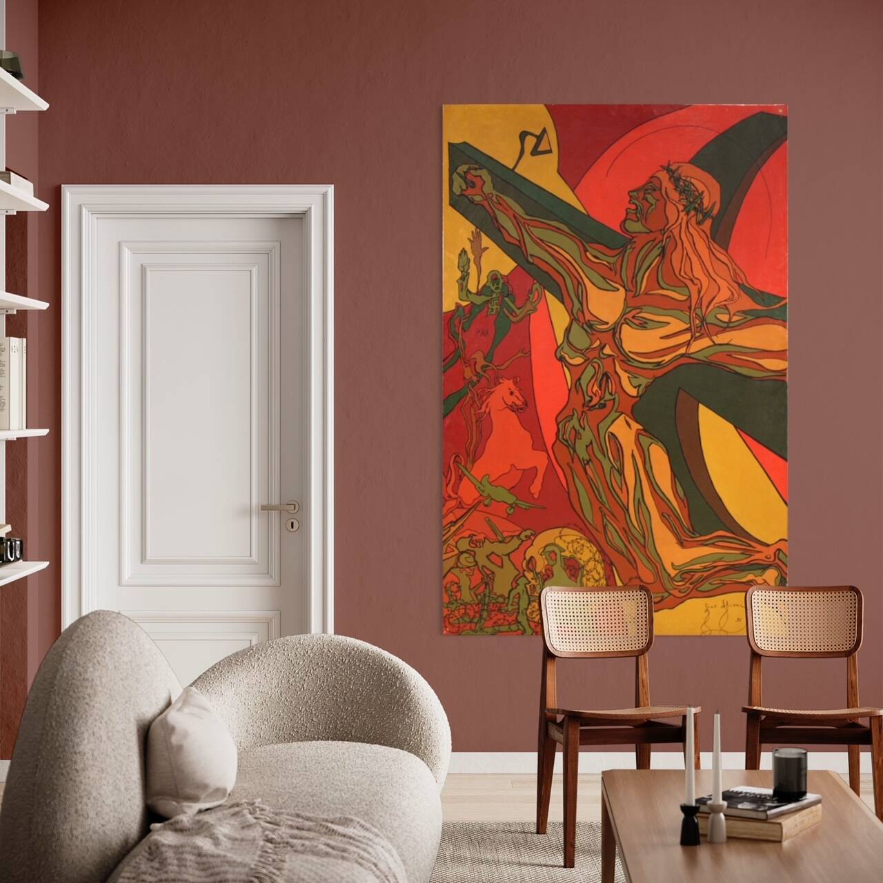 Surrealist Italian painting Crucifixion from the 20th century