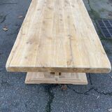 Restored 19th-century monastery dining table in solid oak, 220cm