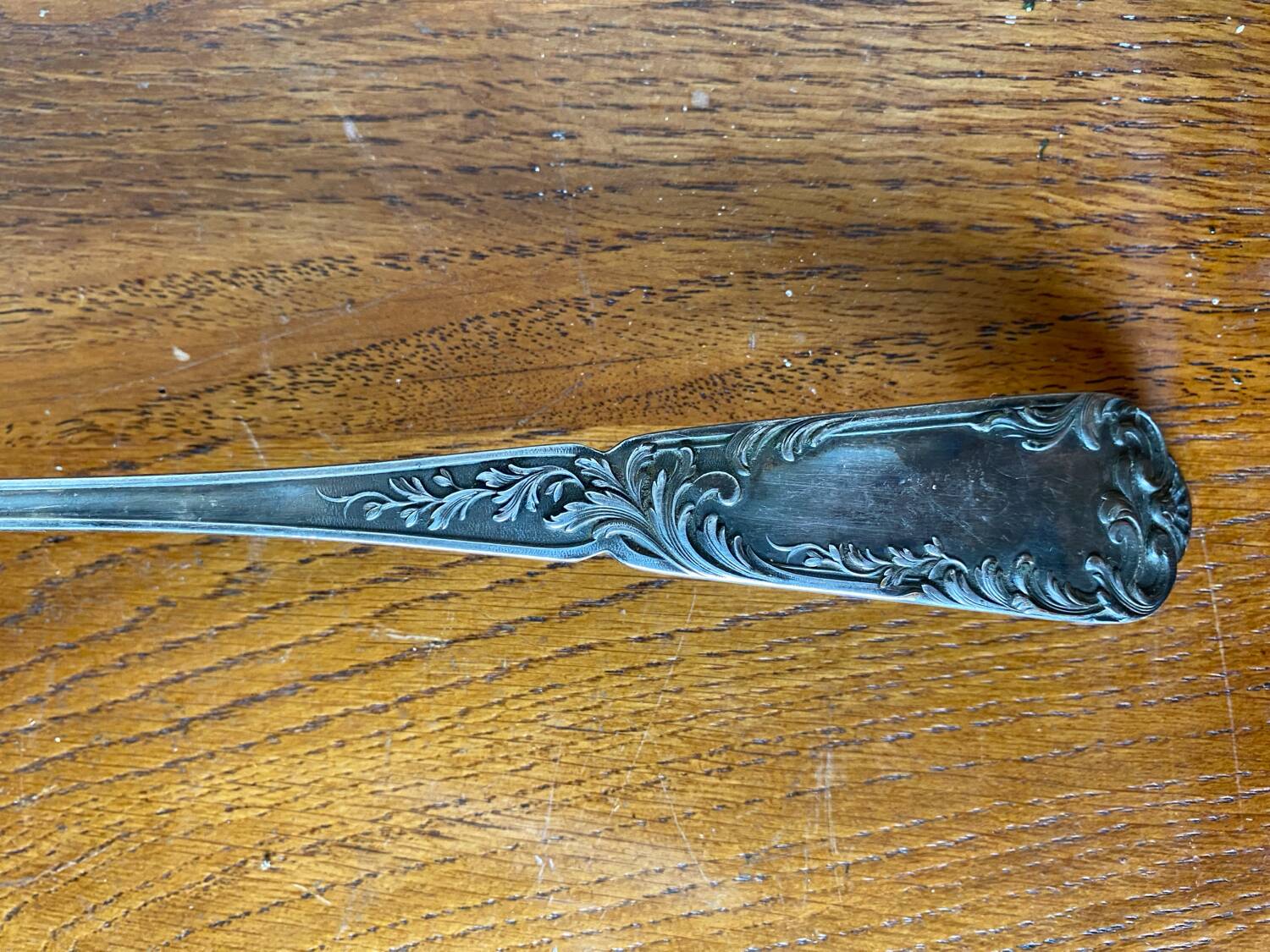 Old SFAM Goldsmith's Ladle Silver Plated Metal 12G Leaf Decor #B342