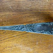 Old SFAM Goldsmith's Ladle Silver Plated Metal 12G Leaf Decor #B342