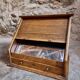 Antique French optician's table display cabinet – Walnut curtain display cabinet, early 1900s.