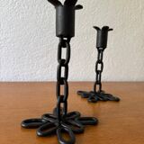 Brutalist wrought iron candlesticks from the 60s