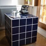Cube-Side table-Bedside table-Tile-Ceramic-Blue-Glossy