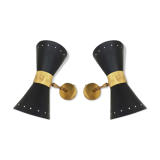 Italian black diabolo and brass sconces