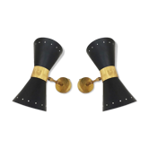 Italian black diabolo and brass sconces