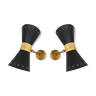 Italian black diabolo and brass sconces