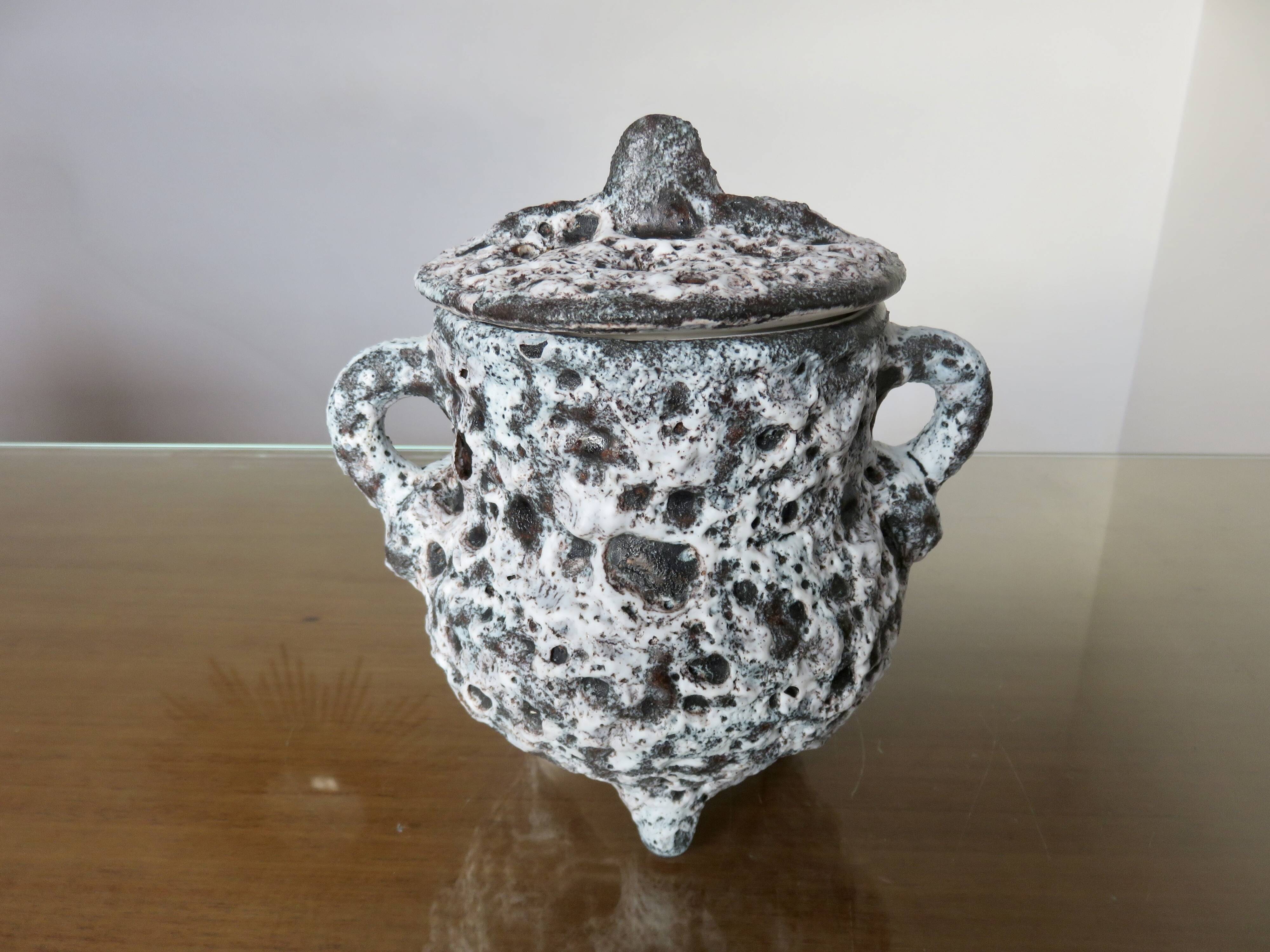 Fat lava tripod flower spike vase