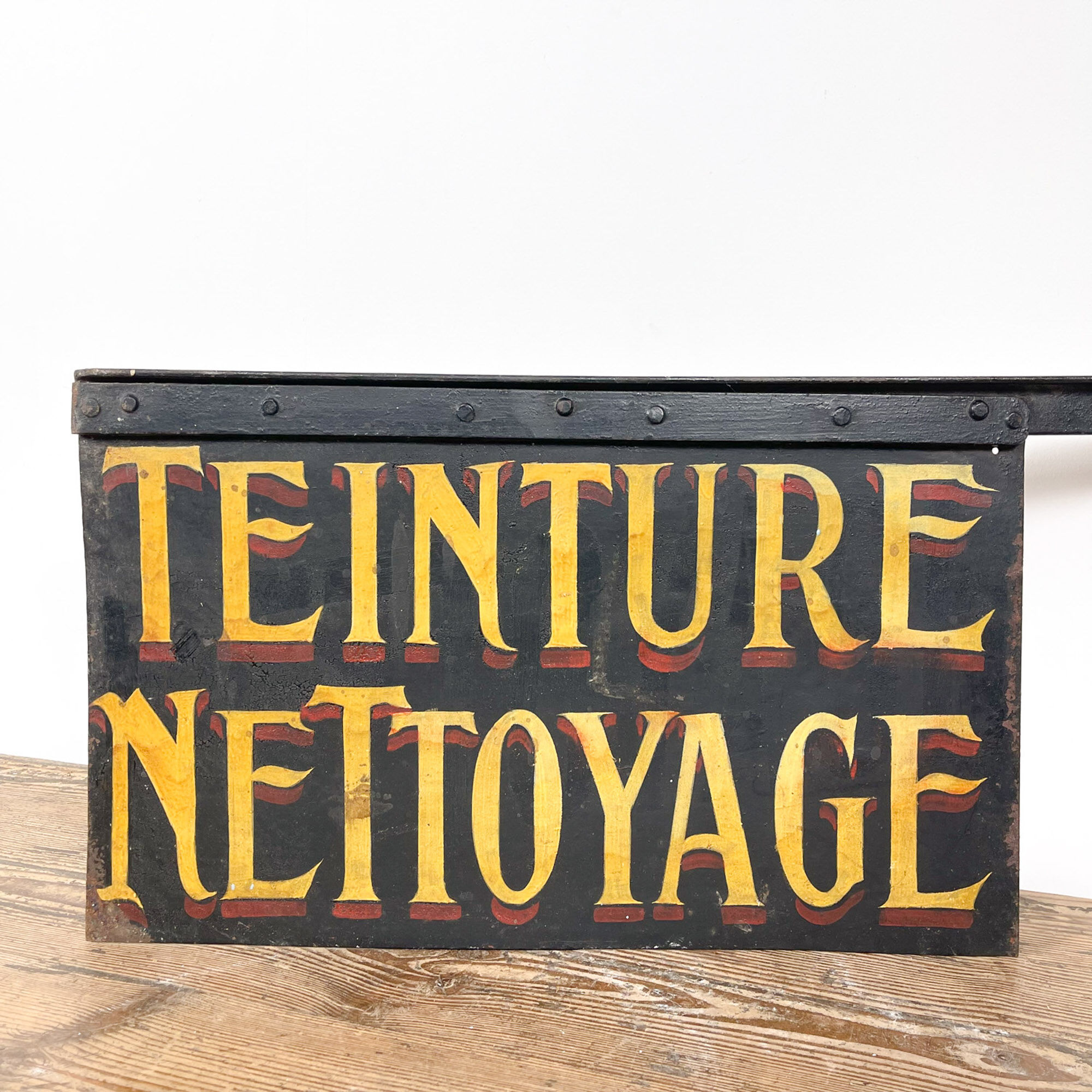 Antique french handpainted shop sign Teinture Nettoyage