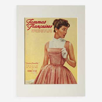 Advertising poster for the magazine Femmes Françaises 1956 "Fraise-Chantilly"