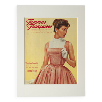 Advertising poster for the magazine Femmes Françaises 1956 "Fraise-Chantilly"