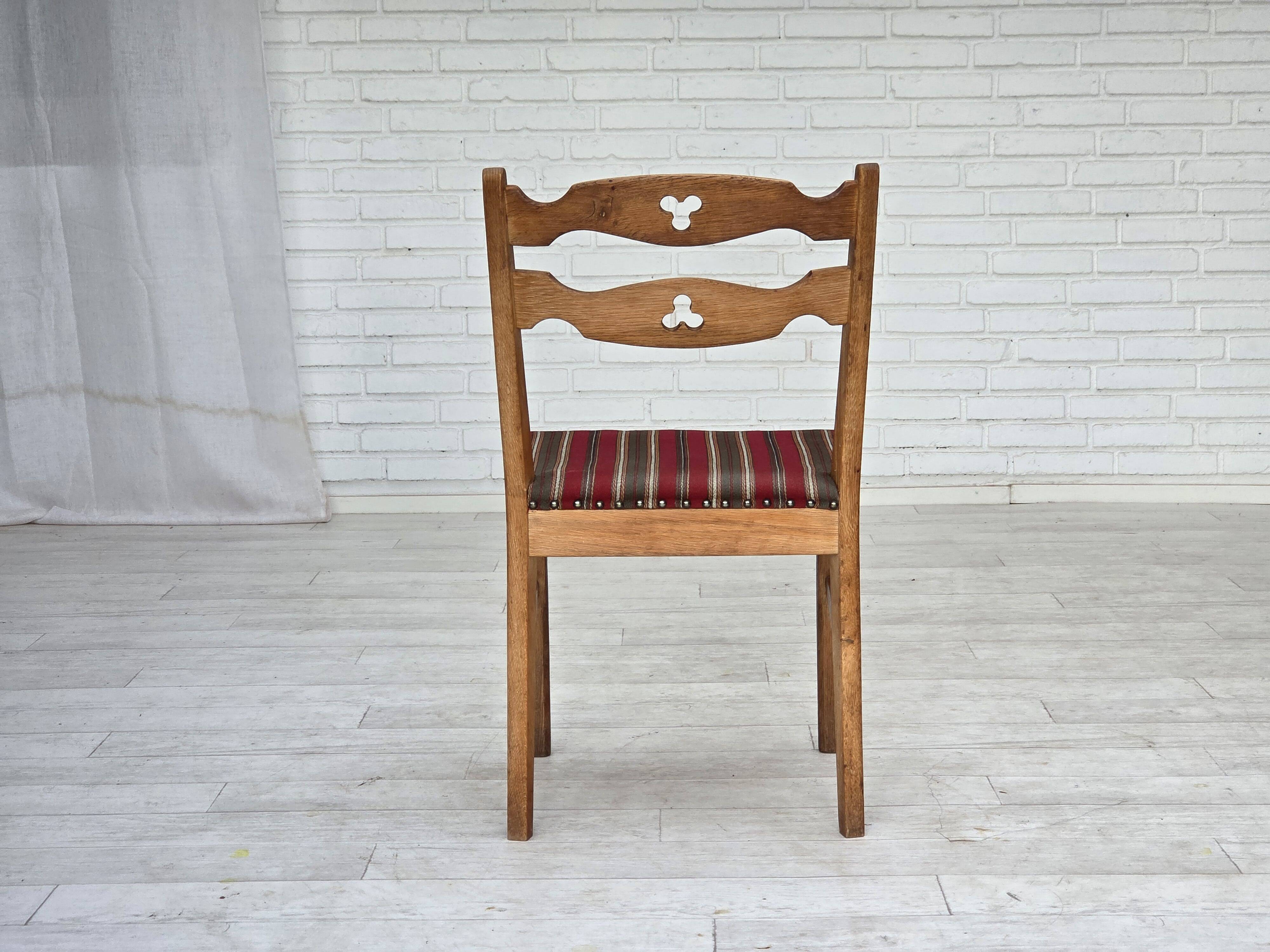 1960s, set of 4 pcs Danish dining chairs, furniture wool, solid oak wood.