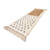 Moroccan polka dot hallway, white and brown beni ourain rug, berber design