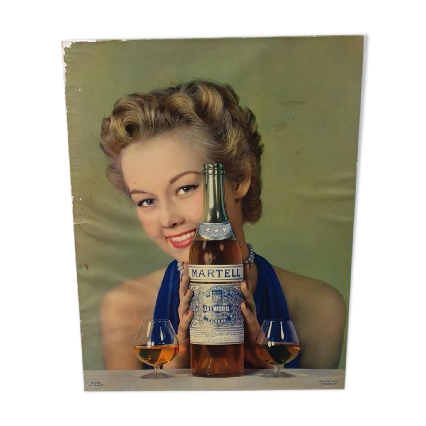 Advertising cardboard - advertising cognac martell - bistrot