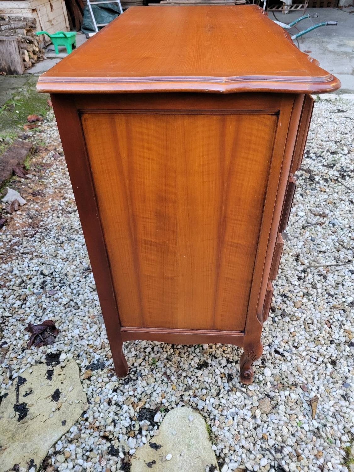 Louis XV solid cherry wood chest of drawers