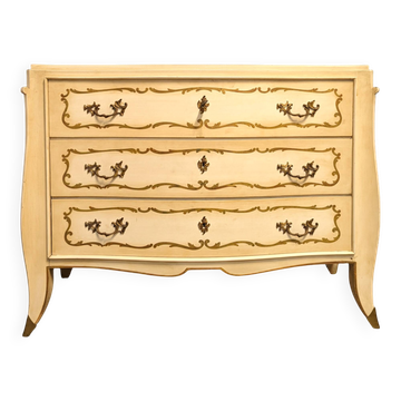 20th century chest of drawers with brass feet