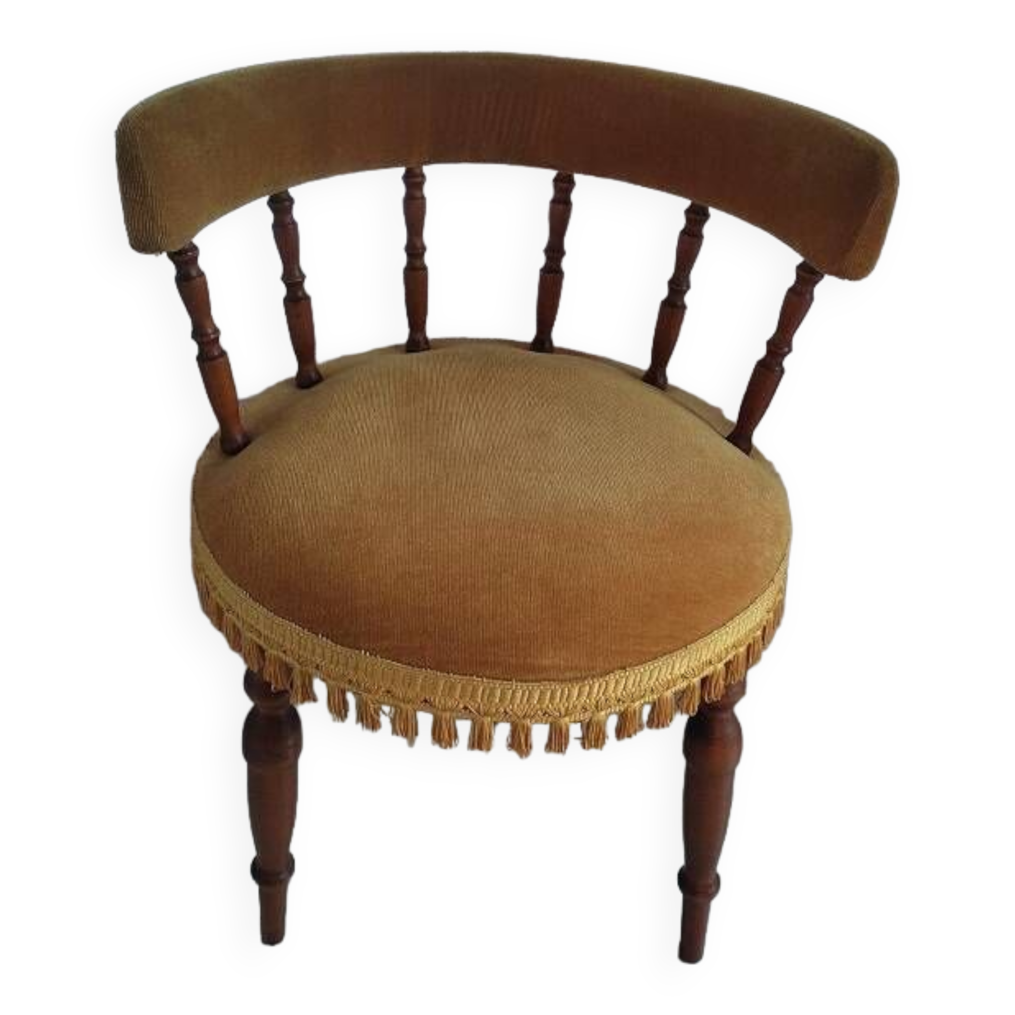 Toad armchair wood yellow ocher velvet fabric