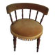 Fauteuil crapaud bois tissu velours jaune ocre