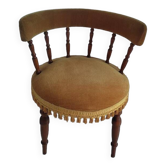 Toad armchair wood yellow ocher velvet fabric