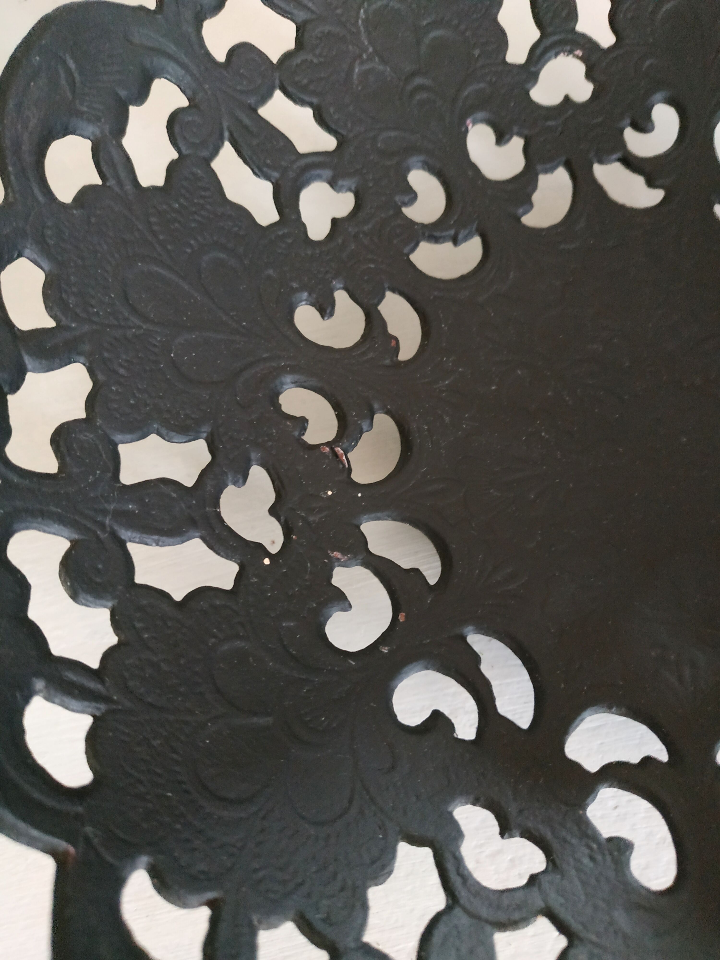 Old black metal tray