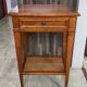 Occasional table in cherry wood, 1 drawer, 1 cane shelf, 1950.