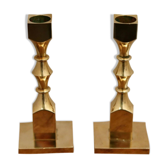 Pair of Swedish Brass Candleholders by Gusum circa 1990